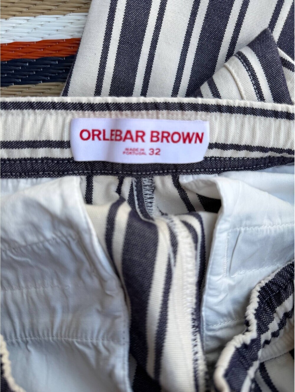 ORLEBAR BROWN Sonoran Striped Cotton-Canvas Drawstring Trousers Size 32 - Picture 7 of 9